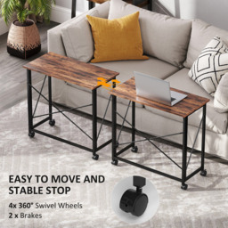 HOMCOM Brown Foldable Desk with Wheels - Size: 75 x 40 x 80cm - Wilko - thumbnail 6