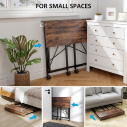 HOMCOM Brown Foldable Desk with Wheels - Size: 75 x 40 x 80cm - Wilko - thumbnail 5