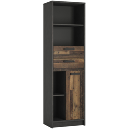 Florence Brooklyn Single Door 2 Drawer Walnut and Dark Matera Grey Bookcase - Size: 4 Shelf - Furniture to Go - Wilko - thumbnail 3