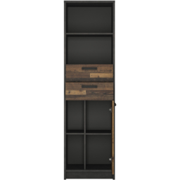 Florence Brooklyn Single Door 2 Drawer Walnut and Dark Matera Grey Bookcase - Size: 4 Shelf - Furniture to Go - Wilko - thumbnail 4