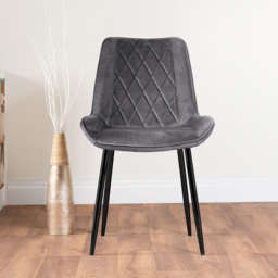 Furniturebox Arona Cesano Concrete Effect 6 Seater Round Dining Set Grey Black and Grey - Wilko - thumbnail 4