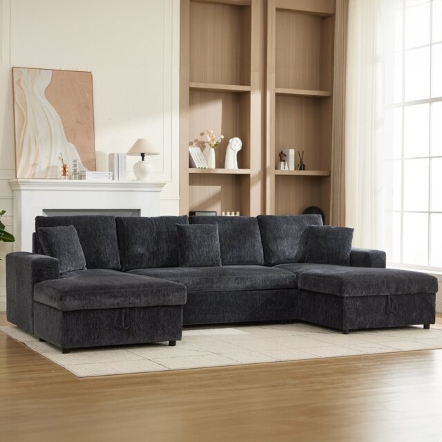 Maddox Pull Out Sofa Bed with Storage Grey - Wilko - image 1