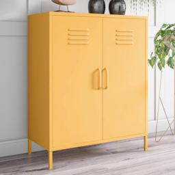 Novogratz Cache 2 Door Yellow Metal Locker Storage Cabinet - Size: 101 x 80 x 40cm - Wilko - thumbnail 1