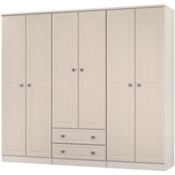 Crowndale Pembroke 6 Door 2 Drawer Kashmir Ash Wardrobe Ready Assembled - Wilko - thumbnail 4