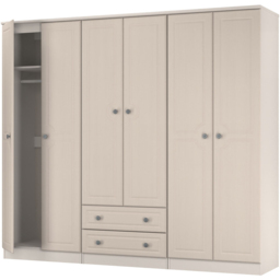 Crowndale Pembroke 6 Door 2 Drawer Kashmir Ash Wardrobe Ready Assembled - Wilko - thumbnail 5
