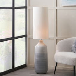 Pacific Lifestyle Venus Cream Fabric Shade Blue and Grey Ombre Ceramic Floor Lamp - Size: 122 x 29 x 29cm - Wilko - thumbnail 3