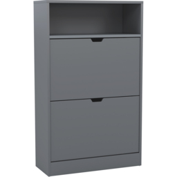 Vida Designs 2 Drawer Single Shelf Grey Shoe Cabinet - Size: 97 x 60 x 24cm - Wilko - thumbnail 3