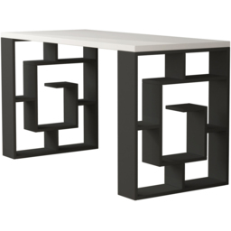 Decortie Labirent Bookshelf Leg Modern Computer Desk White and Anthracite Grey - Size: 75 x 137 x 60cm - Multi - Wilko - thumbnail 3
