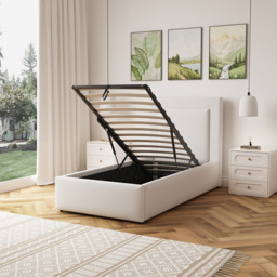 Artemis Home Weston Single Beige Linen Upholstered Ottoman Bed - Wilko - thumbnail 4