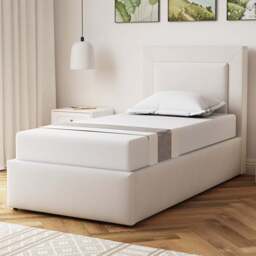 Artemis Home Weston Single Beige Linen Upholstered Ottoman Bed - Wilko - thumbnail 1