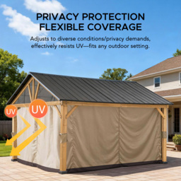 Sunjoy 3.5 x 4m Khaki Accessory Curtain for Cedar Wooden Gazebo (Gazebo Not Include) - Size: 1 x 208 x 320cm - Brown - Wilko - thumbnail 5