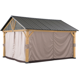 Sunjoy 3.5 x 4m Khaki Accessory Curtain for Cedar Wooden Gazebo (Gazebo Not Include) - Size: 1 x 208 x 320cm - Brown - Wilko