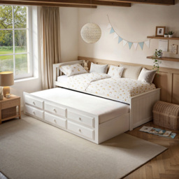 Flair Montana Captain's Single White 3 Drawer Wooden Guest Bed with Trundle - Wilko - thumbnail 7