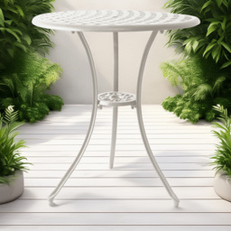 Centurion Oshowa 2 Seater White Round Garden Bistro Table with Parasol Hole - Wilko - thumbnail 1