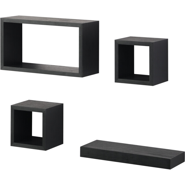 Set of 4 Latitude Floating Shelves - Black - Wilko - image 1