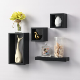 Set of 4 Latitude Floating Shelves - Black - Wilko - thumbnail 5