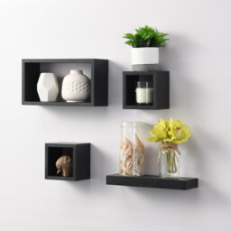 Set of 4 Latitude Floating Shelves - Black - Wilko - thumbnail 3