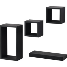 Set of 4 Latitude Floating Shelves - Black - Wilko - thumbnail 4