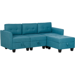 HOMCOM 3 Seater Light Blue Modular L Shaped Sofa with Storage - Wilko - thumbnail 3