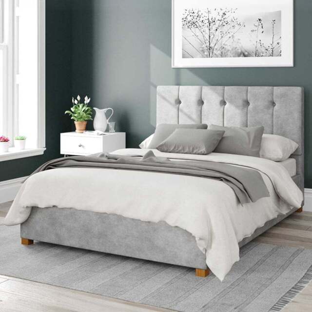 Aspire Hepburn King Size Silver Kimiyo Linen Ottoman Bed - Aspire Beds - Wilko - image 1