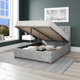 Aspire Hepburn King Size Silver Kimiyo Linen Ottoman Bed - Aspire Beds - Wilko - thumbnail 3