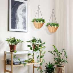 HOMCOM Artificial Flower Hanging Basket 2 Pack - Size: 31 x 36 x 67cm - Green - Wilko - thumbnail 5
