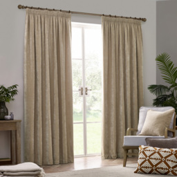 Yard Heavy Natural Chenille Velvet Pencil Pleat Curtains 168 x 137cm - Size: W 168 x D 137cm - Brown - Wilko - thumbnail 6