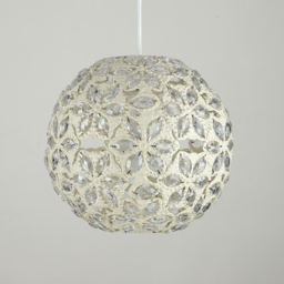 ValueLights Moroccan Ball Shabby Chic Pendant Shade - Size: 23 x 23 x 23cm - Cream - Wilko - thumbnail 4