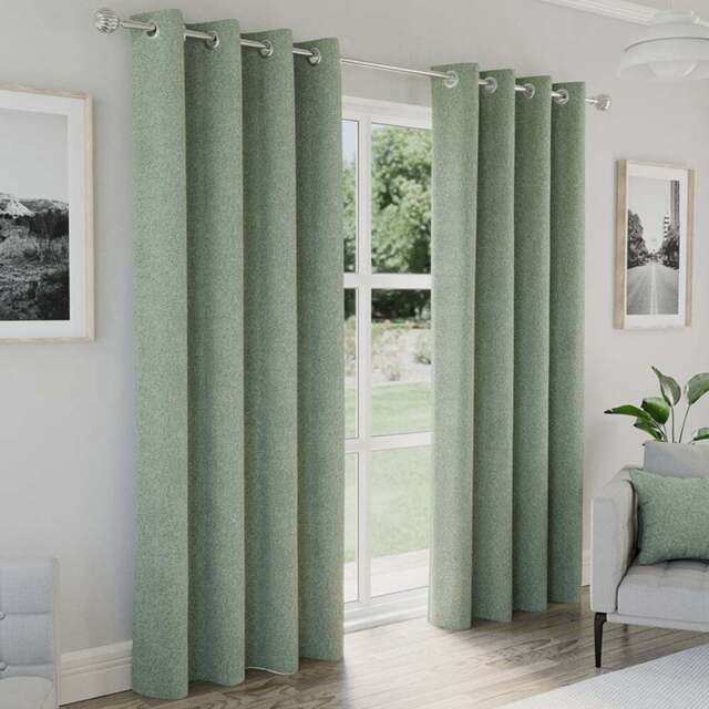 Enhanced Living Austin Green Thermal Blackout Eyelet Curtains 168 x 183cm - Wilko - image 1