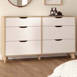 Furniture To Go Ikast 6 Drawer Brown and White Chest of Drawers - Wilko - thumbnail 1