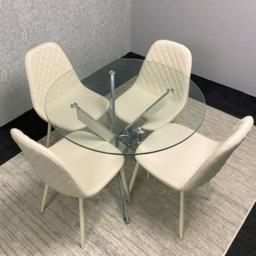 Kosy Koala Maya Gem 4 Seater Round Glass Dining Set Cream - Multi - Wilko - thumbnail 7