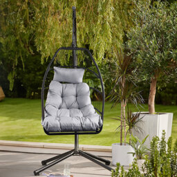 Home republic Miami Black Egg Chair with Cushion - Size: 1 Seater - Wilko - thumbnail 4