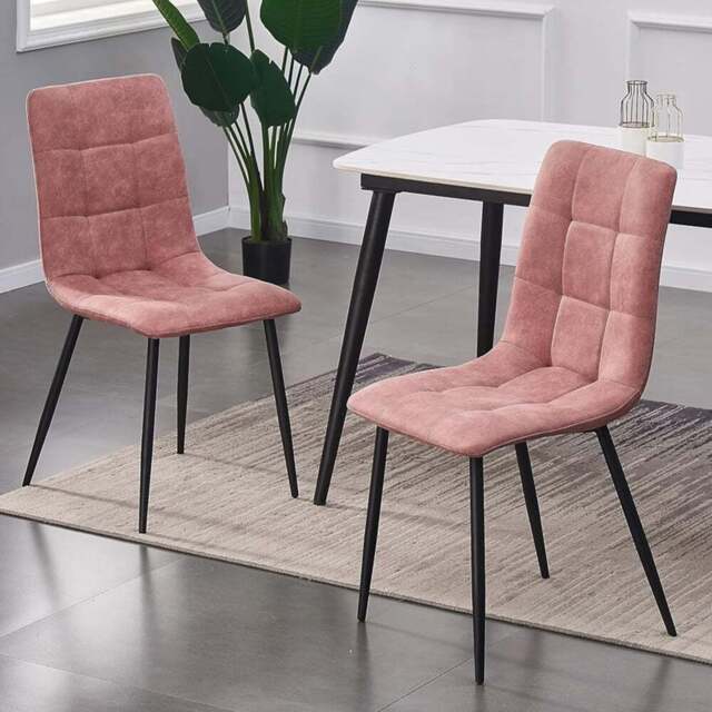 Henri Set of 2 Pink Faux Suede Leather Dining Chair - MCC - Wilko - image 1