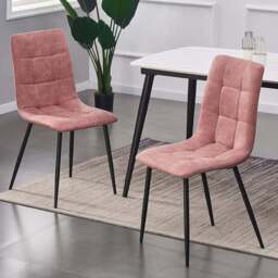 Henri Set of 2 Pink Faux Suede Leather Dining Chair - MCC - Wilko