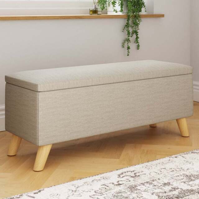 GFW Secreto Natural Storage Ottoman - Size: 43 x 98 x 37cm - Cream - Wilko - image 1
