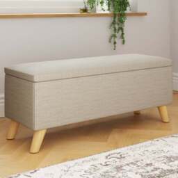 GFW Secreto Natural Storage Ottoman - Size: 43 x 98 x 37cm - Cream - Wilko