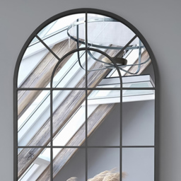 The Arcus Black Arched Window Leaner Wall Mirror 180 x 85cm - MirrorOutlet - Wilko - thumbnail 4