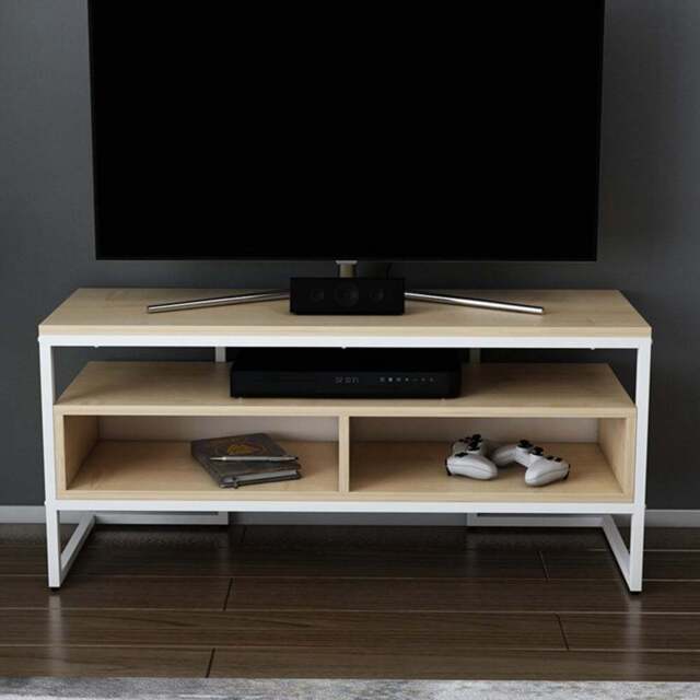 Decorotika Merrion 3 Shelf White and Oak TV Unit - Size: 51 x 111 x 35cm - Multi - Wilko - image 1
