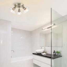 Cosylyte Milan Bathroom 3 Light Round Plate Ribbed Glass Spotlight - Size: 23 x 22.5 x 22.5cm - Gold - Wilko - thumbnail 7