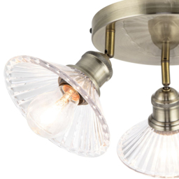 Cosylyte Milan Bathroom 3 Light Round Plate Ribbed Glass Spotlight - Size: 23 x 22.5 x 22.5cm - Gold - Wilko - thumbnail 5