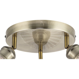 Cosylyte Milan Bathroom 3 Light Round Plate Ribbed Glass Spotlight - Size: 23 x 22.5 x 22.5cm - Gold - Wilko - thumbnail 6