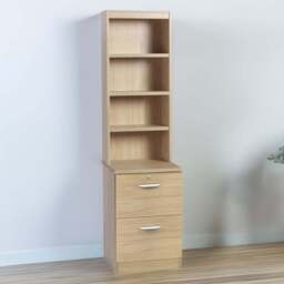 R White Cabinets 2 Drawer 4 Shelf Brown Filing Cabinet with Hutch - Size: 182.8 x 47.9 x 54cm - Wilko