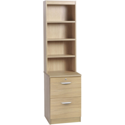 R White Cabinets 2 Drawer 4 Shelf Brown Filing Cabinet with Hutch - Size: 182.8 x 47.9 x 54cm - Wilko - thumbnail 3