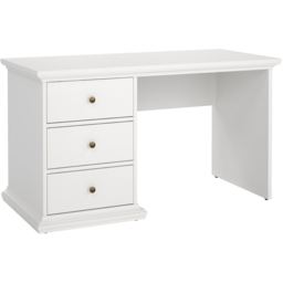 Florence Paris 3 Drawer Desk White - Size: 61 x 130 x 73cm - Wilko - thumbnail 3