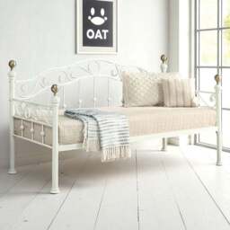 OAT Home Mayfair Single White and Brass Metal Day Bed - Wilko