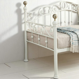 OAT Home Mayfair Single White and Brass Metal Day Bed - Wilko - thumbnail 6