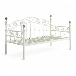 OAT Home Mayfair Single White and Brass Metal Day Bed - Wilko - thumbnail 3