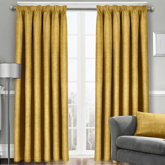 Velosso Westwood Ochre Curtains 117 x 137cm - Size: W 117 x D 137cm - Yellow - Wilko - image 1