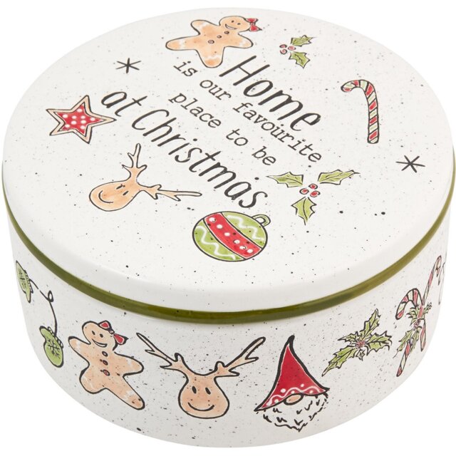 Festive Stone Christmas Cake Tin - White - Wilko - image 1