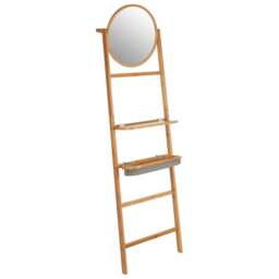 Premier Housewares Carrick 5 Tier Towel Rack with Mirror - Size: 175 x 49cm - Grey - Wilko - thumbnail 1